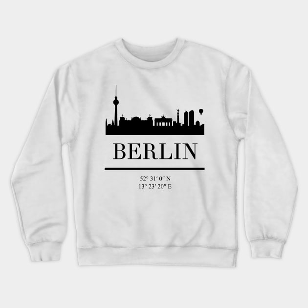 BERLIN GERMANY BLACK SILHOUETTE SKYLINE ART Crewneck Sweatshirt by deificusArt